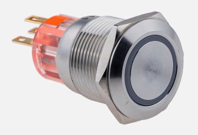 Кнопка IP67, с подсветкой, синяя, с возвратом, 1NO+1NC, 24В AC/DC